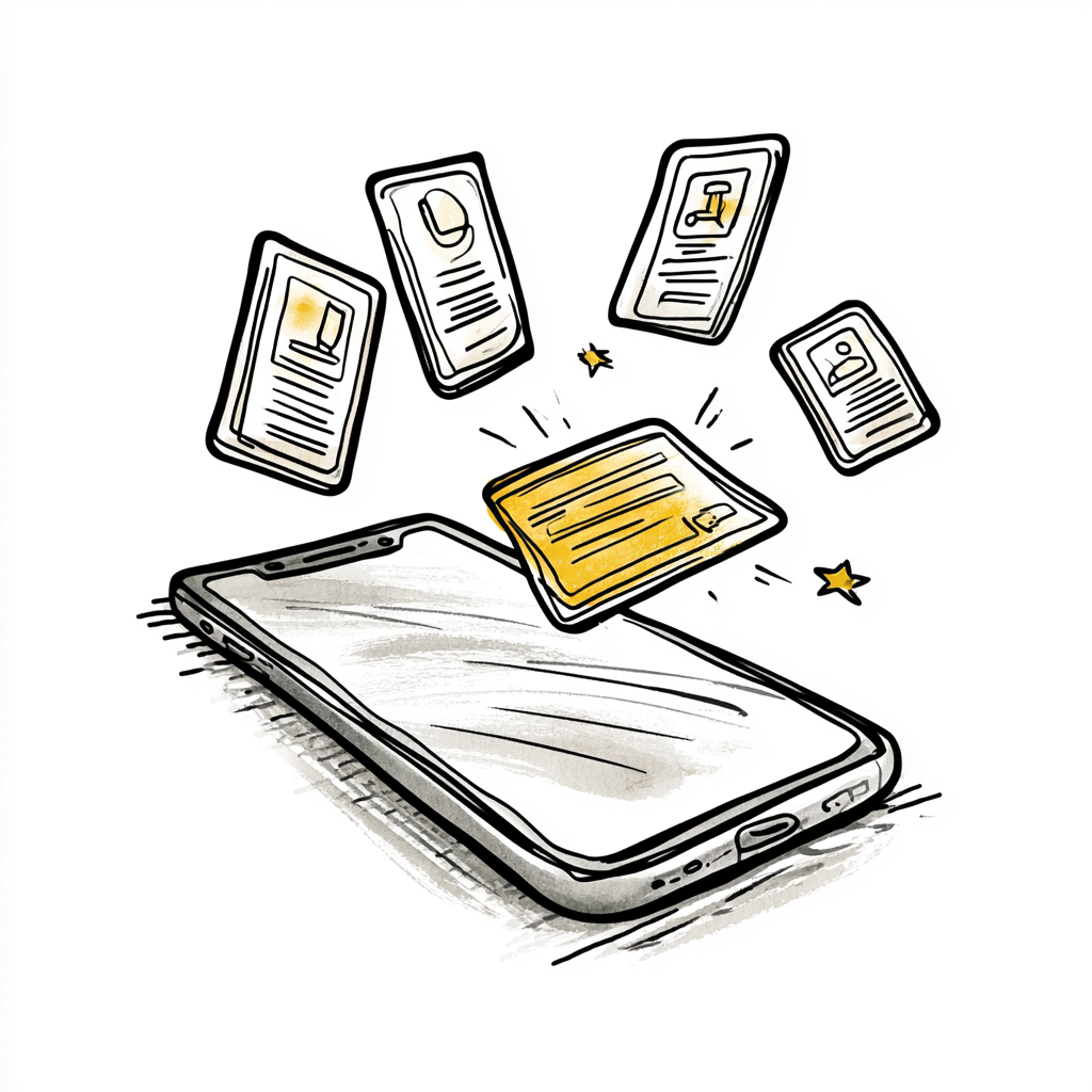 Illustration of care-at-home planning cards.